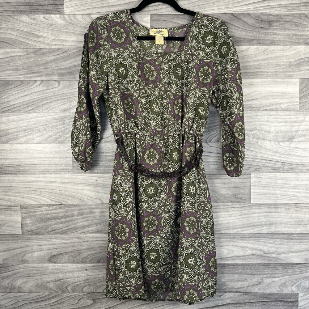 Stevie & Lindsay Dress Womens M Green‎ Floral Kaleidoscope Lightweight Whimsical